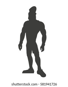 silhouette healthy man athletic muscular