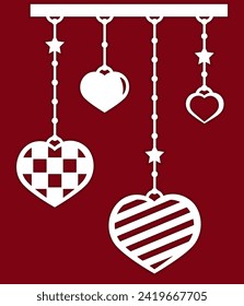 silhouette of heart decoration. Template for laser cut. Valentine's Day theme. Vector illustration. Laser cut coasters, Decorative elements for CNC cutting. Paper craft and carving.