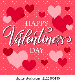 Silhouette of heart in grunge style, hand written lettering Happy Valentines day, vintage vector illustration, t-shirt design, greeting card, logotype, banner, invitation.