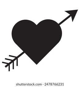 Silhouette Heart icon.  Heart icon shape on a white background. vector illustration.