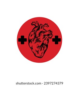 Silhouette heart logo design vector