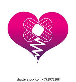 silhouette heart love broken with aid band