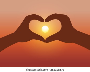 silhouette of heart sign from the hand, vector