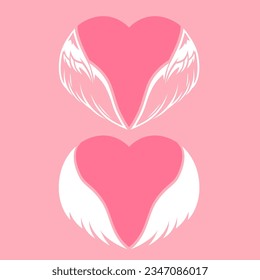 silhouette heart swan angel wings illustration logo