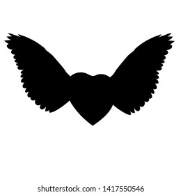 silhouette of a heart with wings