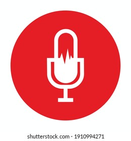 silhouette heartbeat microphone for broadcast or podcast - heartbeat microphone logo or icon isolated on red circle