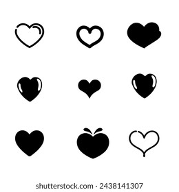 silhouette of a hearts symbols  with white background