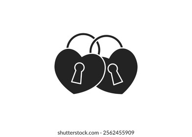 Silhouette Heart-Shaped Love Padlock – Romantic Black Lock Icon