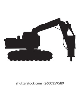 silhouette of heavy equipment project car, for construction, isolated on white background.