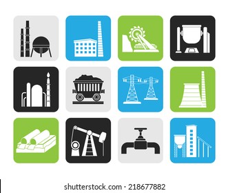 Silhouette Heavy Industry Icons - Vector Icon Set