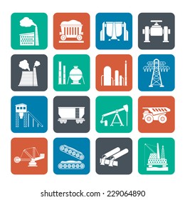 Silhouette Heavy Industry Icons - Vector Icon Set