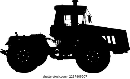 Silhouette of a heavy loaders with a ladle on a white background.