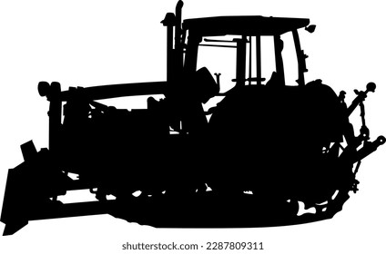 Silhouette of a heavy loaders with a ladle on a white background.