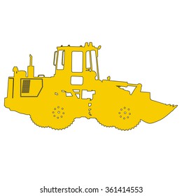 Silhouette of a heavy loaders with a ladle. Vector illustration.