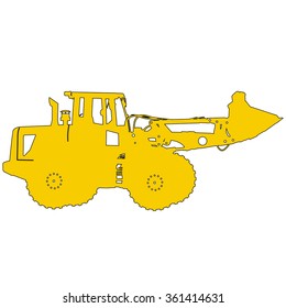 Silhouette of a heavy loaders with a ladle. Vector illustration.