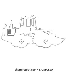 Silhouette of a heavy loaders with a ladle. Vector illustration.