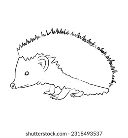 Silhouette of a Hedgehog made in sketch style. Vector illustration.