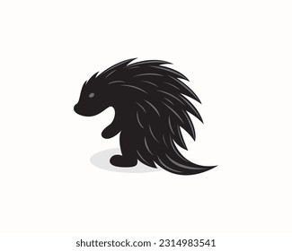 silhouette hedgehog porcupine black logo icon symbol design template illustration inspiration