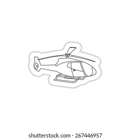 the silhouette of the helicopter on a white background with shadow 