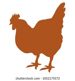Silhouette of hen vector illustration isolated on white. Domestic fowl chicken in flat design. Logo design for fresh poultry production