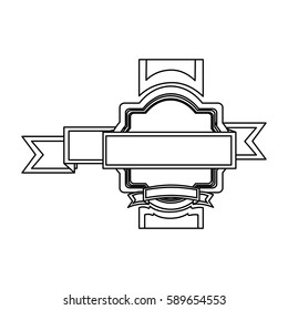 silhouette heraldic border with ribbon decorative vector illustration