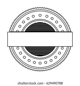 silhouette heraldic circular shape stamp with circles and decorative label vector illustration