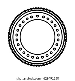 silhouette heraldic circular shape stamp with decorative dots vector illustration