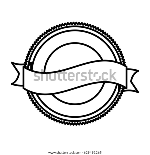 Silhouette Heraldic Circular Shape Stamp Ribbon Stock Vector (Royalty ...
