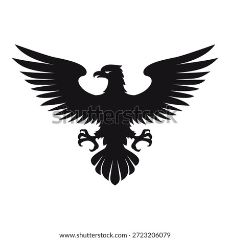 A silhouette of a heraldic eagle with outspread wings. The eagle is intended for use as emblems, logos, or decorative purposes in various contexts.