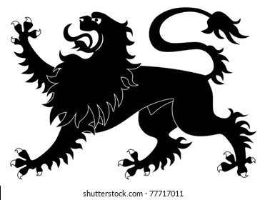Silhouette of heraldic lion #2