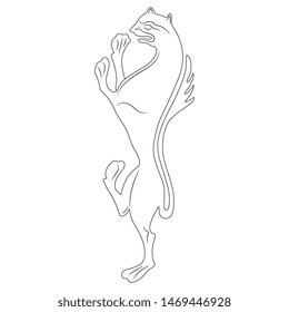 Silhouette of a heraldic medieval cat. Isolated vector illustration. 