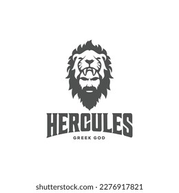 silhouette of hercules head logo illustration design