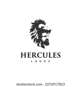 silhouette hercules head logo illustration design