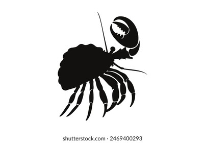 Silhouette Hermit crab animal, Hermit crab design vector silhouette