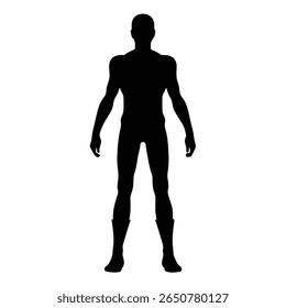 Silhouette of a heroic figure, standing strong and ready for action