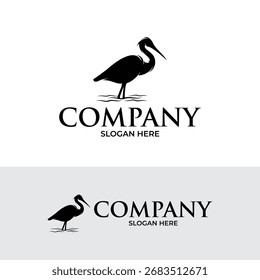 Silhouette of heron logo design 