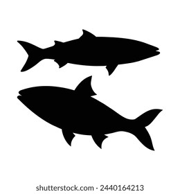 silhouette of a herring fish on white