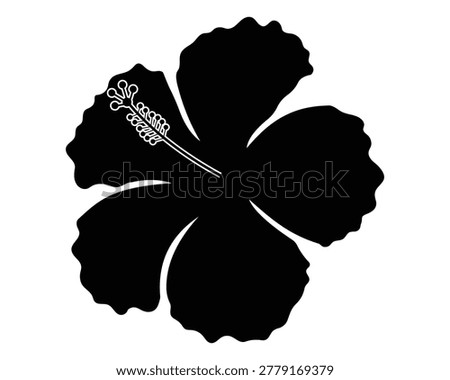 Silhouette of hibiscus flower. Hibiscus flower icon, vector. Tropical hibiscus flowers isolated on a white background. Vector illustration.