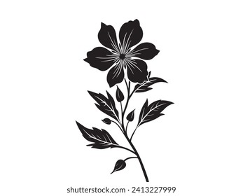 Silhouette de Hibiscus Flower aislada en blanco. Ilustración minimalista de flores africanas