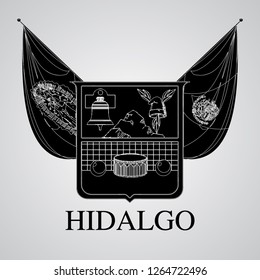 Silhouette of Hidalgo Coat of Arms. Mexican State. Vector illustration