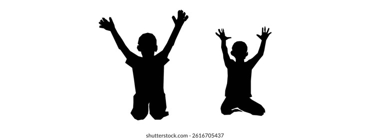 
Silhouette Of High Energy Active Kids