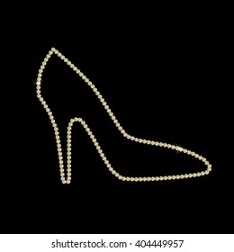 Silhouette of high heel shoe made with little diamonds. Vector illustration for your graphic design.