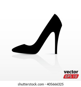 silhouette high heel shoe with reflection / vector illustration eps10