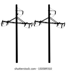 Silhouette of high voltage power lines. Vector  illustration.