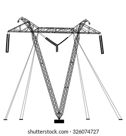 Silhouette of high voltage power lines. Vector  illustration.