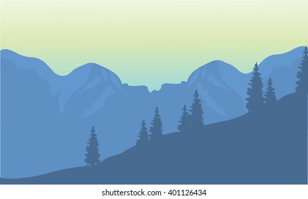 Silhouette of the highlands at the afternoon