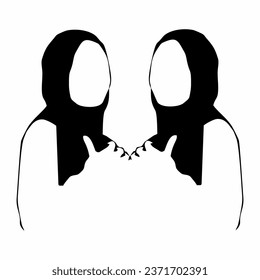 Silhouette for hijab company logo, twin hijabs