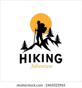 Silhouette of a hiker with an inscription