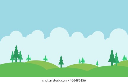 Silhouette of hill and beautiful sky landscape vector art