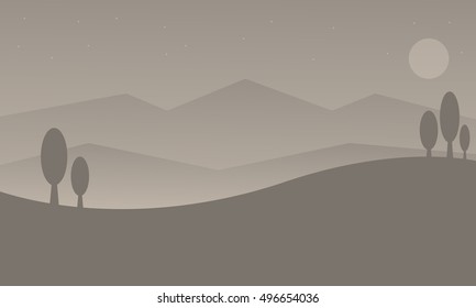Silhouette of hill with gray backgrounds vector illustration